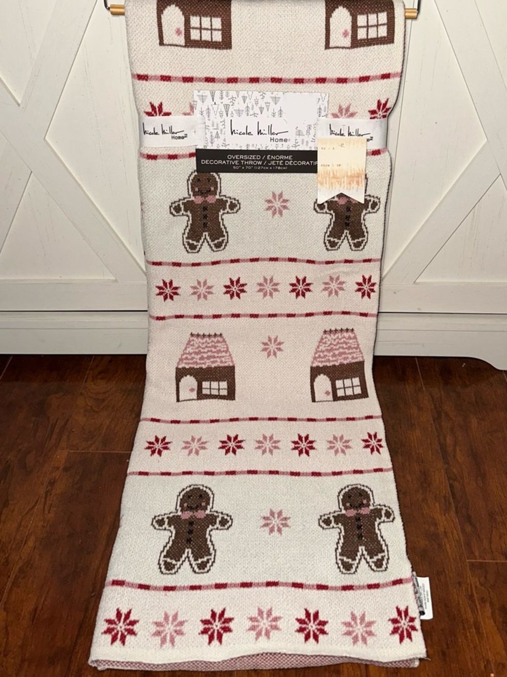 Nicole Miller Holiday Gingerbread Man Decorative Throw Blanket